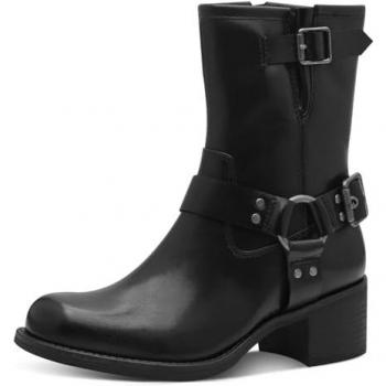 Bikerboots MARCO TOZZI BROTI Gr. 41, schwarz Damen Schuhe Blockabsatz, Schnallenboots, Stiefelette mit glänzenden Nieten
