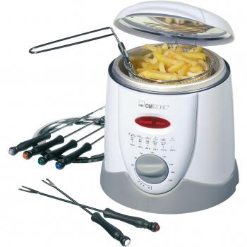 Clatronic FFR 2916 Freidora, Capacidad 1 Litro, 6 Tenedores de Fondue, 900 W, 1 Liter, Plástico, Blanco