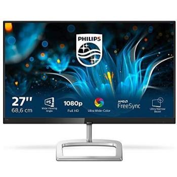 Philips 276E9QDSB Monitor Gaming 27 LED IPS Freesync FHD, Wide Ultra Color, 4ms, 3 Side Frameless, Low Blue Mode, Flicker Free, HDMI, DVI, VGA, Attacco VESA, Nero
