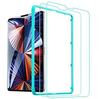 Protezione Schermo iPad Pro 12.9 (2021/2020/2018) ESR, con 2 pezzi di cornice di allineamento inclusi e Pellicola salvaschermo in Vetro temperato, anti-graffio, olio e impronte digitali per iPad Pro 12.9 pollici