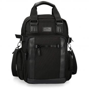 Pepe Jeans Allblack Mochila Adaptable con Bandolera para Portátil 13,3