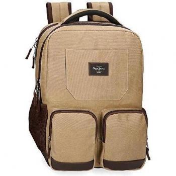 Pepe Jeans Jasp Mochila para Portátil 15.6 Dos Compartimentos Hombre Marrón 32x46x15 cm