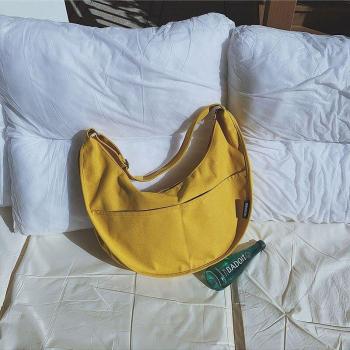 Bolsa de Lona Artística Preppy para Chicas, Sólida, Tipo Shopper, Hombro y Cuerpo Cruzado, Minimalista