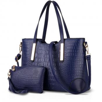 NICOLE&DORIS nuevos bolsos de cocodrilo patrón de la moda de las señoras de hombro diagonal bolsa bolso ocasional BIG BAG(Sapphire)