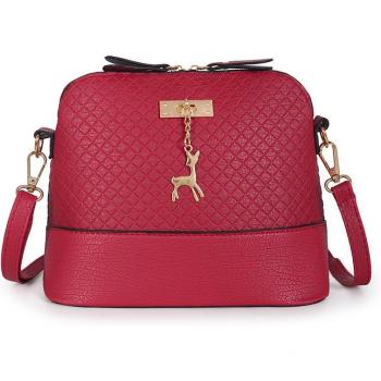 Bolso de hombro de piel sintética con colgante de ciervo