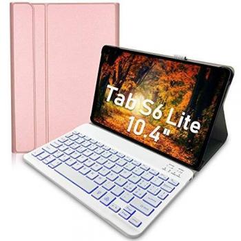Custodia con Tastiera retroilluminata per Samsung Galaxy Tab S6 Lite 10.4 Tablet 2020 (SM-P610/P615), 7 Colori, Tastiera Senza Fili Staccabile con Cover in PU per Samsung Tab S6 Lite 10.4