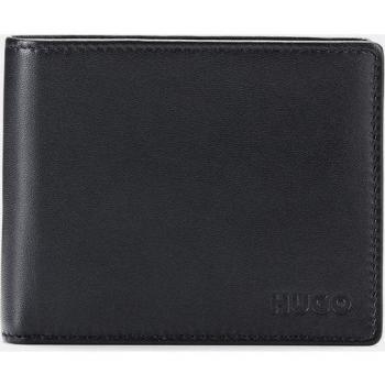 HUGO Cartera de Piel para Hombre con Logo Grabado Negro