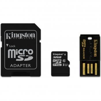 Kingston Mobilità 32 GB Scheda Micro‑SDHC/SDXC Classe 10 con Adattatore SD & USB