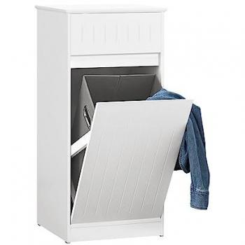 Cesto para Ropa Sucia Armario Multifuncional SoBuy BZR110-W con 1 Cesto y 1 Cajón MDF Blanco, dimensiones 40 x 39 x 86 cm