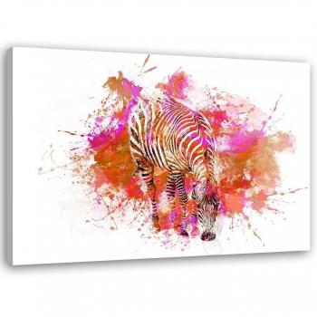 Cuadro en Lienzo Cebra Acuarela Multicolor 60x40