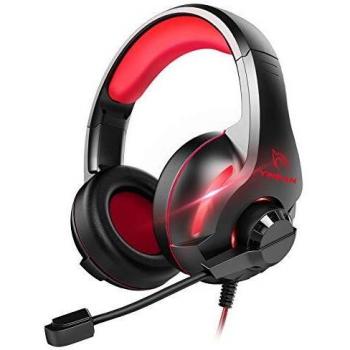 YINSAN TM7 Cuffie Gaming PS4 PS5, Cuffia Gamer con Microfono e Bass stereo Controllo del Volume, Illuminazione a LED Cuffie da Gaming per PC Xbox One PS4 Nintendo Switch Tablet Mac Smartphone (rosso)