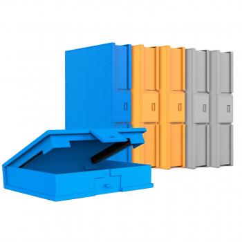 Scatola custodia protettiva per Hard Drive Dischi Rigidi da 3.5 pollici Anti Urto, Anti Statica, Anti Polvere, Scatola per HDD da 3.5”, Pacco da 6, Arancione/Blu/Grigio (HPFx6)