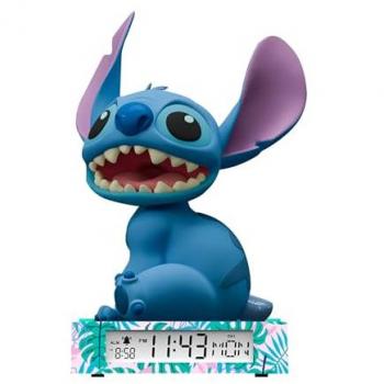 Despertador digital con fecha Stitch y luz de noche 3D