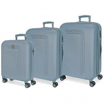 Movom Riga Juego de Maletas Azul 55/70/80 cms Rígida ABS Cierre combinación 217L 4 Ruedas Dobles