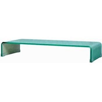 VitaXL Mobile/Rialzo Porta TV in Vetro Bianco 90x30x13 cm