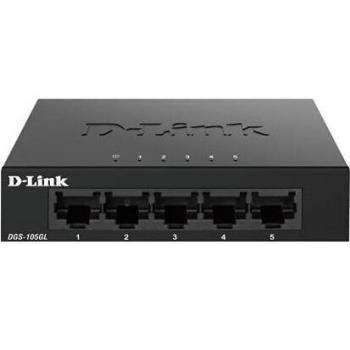 D-Link DGS-105GL Switch Unmanaged Gigabit a 5 porte, senza ventole, struttura in metallo, posizionamento su desktop, plug-and-play, EEE 802.3az