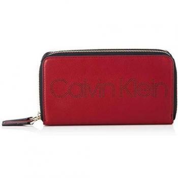 Cartera Calvin Klein Punched Lrg Dbl Ziparound, Mujer, Rojo (Tibetan Red)