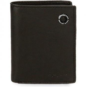 Pepe Jeans. Cartera de piel Badge vertical Negro Pepe Jeans