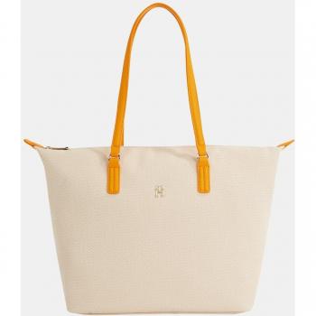 Bolsa de poliéster reciclado efecto canvas en color natural de la marca Tommy Hilfiger, modelo Poppy Canvas Tote