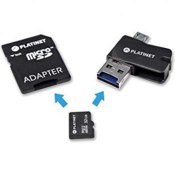 PLATINET 32GB MicroSDHC con lettore di schede e adattatore
