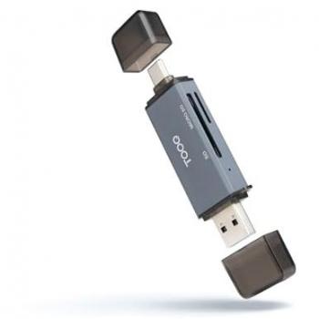 Lector TooQ SD/TF Ultra Rápido USB‑C + USB‑A Gris