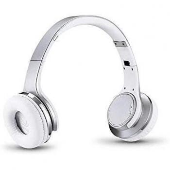 ADJ Everywhere Wireless Bluetooth Over-Ear Headphones with Microphone and In-Line Controls for Volume and Playback, Driver Speaker 40mm, Compatible with PC, Smartphone, Tablet, iPad, iPhone, Silver