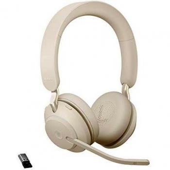Jabra Evolve2 65 cuffie on microfono MS wireless e base di ricarica beige
