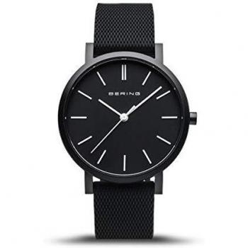 BERING Reloj de Pulsera Unisex Cuarzo Silicona Cristal Zafiro Negro