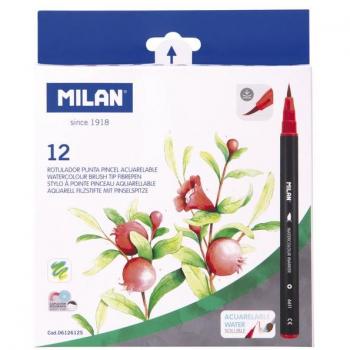 ROTULADOR MILAN PUNTA PINCEL ACUARELABLE 12 COLORES SURTIDOS