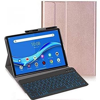 RLTech Keyboard Case for Lenovo Tab M10 FHD Plus, [Italian Layout] 7 Colors Backlit Keyboard Wireless with Protective Case for Lenovo Tab M10 FHD Plus 10.3 TB-X606F, Rose Gold