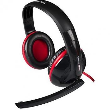Mars Gaming MH0 Gaming Headset for PC (40mm Speaker, Ultrabass, Noise Cancellation, Closed Diadema, Foldable, Adjustable & Ergonomic, 3.5mm Jack), Black and Red