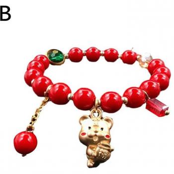 Pulsera Tigre Rojo Estilo Chino
