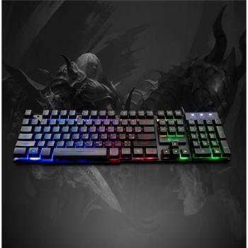 7 Color Gaming LED Backlit Keyboard with Silent Mouse