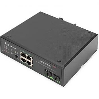 Switch industriale Gigabit PoE+ a 4 porte W.2x SFP Uplink IEEE802.3af/at, Dinrail, intervallo di velocità esteso