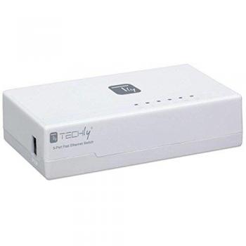 Techly Switch Hub 10/100 Mbps Fast Ethernet 5 Ports Bianco
