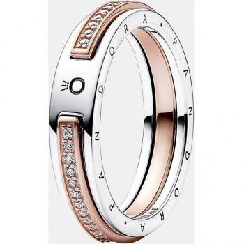 Anillo Pandora 182773C01-56 bicolor circonitas