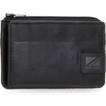 Pepe Jeans Monedero Tarjetero de piel Topper Negro