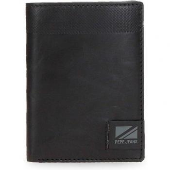 Pepe Jeans. Cartera de piel Topper vertical con monedero Negro