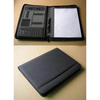 Bolso Ejecutivo Cuero A4 con Cremallera y Soporte Móvil