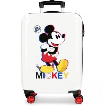 Maleta de cabina rígida Mickey 3D 55 cm blanca Disney