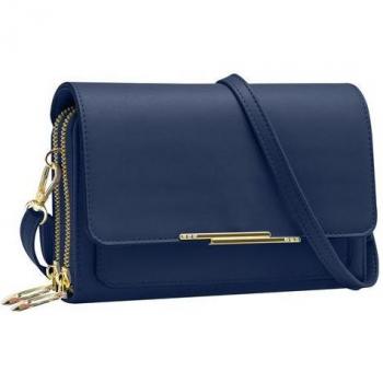 Bandolera Polipiel Azul para Smartphone con Multicompartimentos