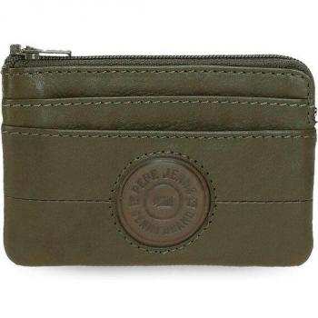 Pepe Jeans. Monedero de piel Cracker Verde caqui