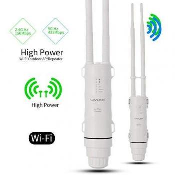 Ripetitore Wi-Fi da esterno EMEBAY AC600, dual band impermeabile con amplificatore di segnale a 2,4 GHz e 5 GHz