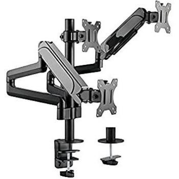 Supporto per Schermi da Tavolo Tre Bracci 3x17-27” Molla a Gas in Alluminio Vesa 100x100