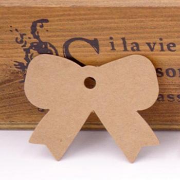 Etiquetas de papel Kraft con lazo negro y blanco