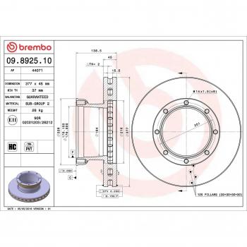 Disco de travão Brembo 09.8925.10