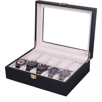 Caja de Madera para Relojes y Joyas con 12 Ranuras