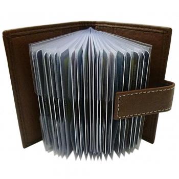 XXL Cuero de búfalo Caja de la Tarjeta para un Total de 24 Tarjetas de crédito MJ-Design-Germany con protección RFID y NFC (Marrón)