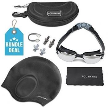 Gafas de natación de silicona con clip para la nariz y tapones para los oídos