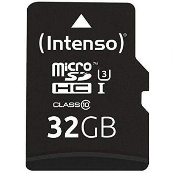 Intenso Professional microSDHC Memory Card 32GB Class 10, UHS-I U3, V30, up to 100MB/s (with SD Adapter), Black (3433480)